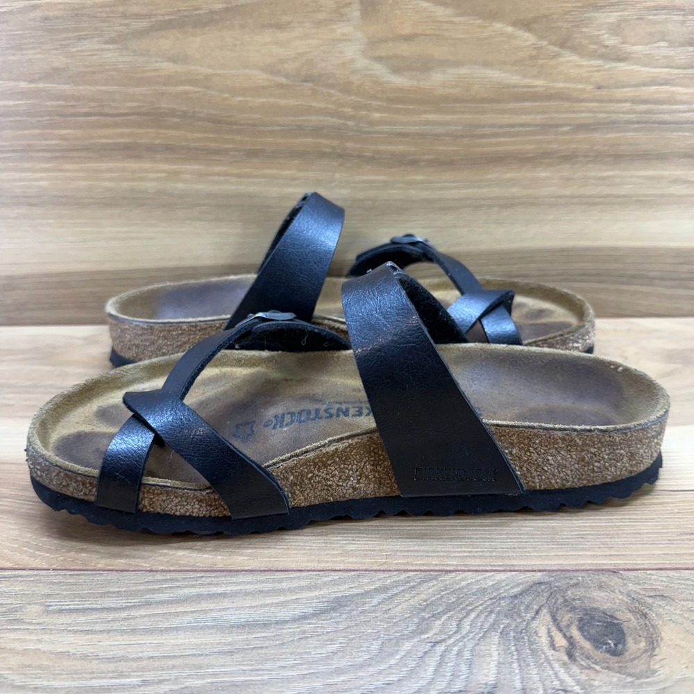 Birkenstock Mayari Sandals Womens 6 W EU 37 Black Birko Slip On Preppy Vacation - Picture 5 of 9